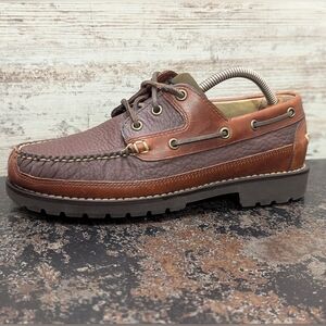 Mens L.L. Bean Allagash Boat Shoes Loafers Sz 8 Used Bison Leather Brown 